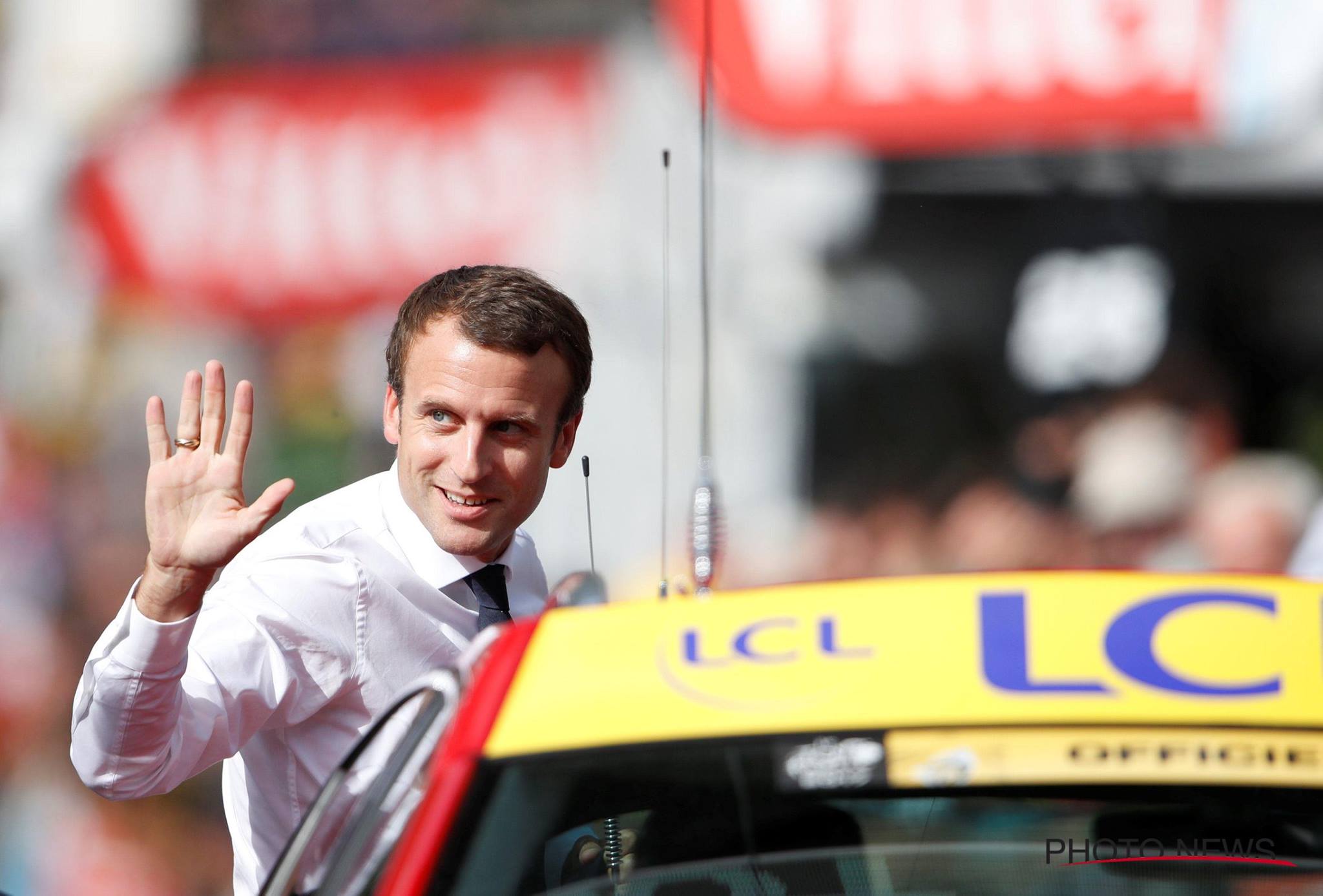 Le Président de la République Française, Emmanuel Macron, avait fait le déplacement pour assister à la 17ème étape du Tour de France. © Photo News